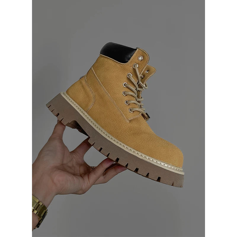 龙叨叨春季新款潮流复古英伦风厚底增高休闲百搭系带马丁靴