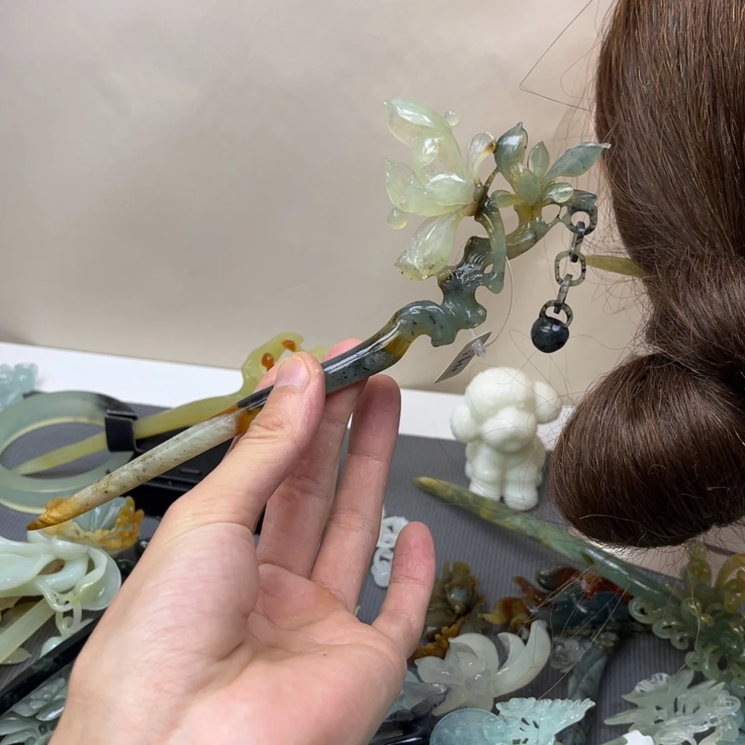 蛇纹石玉合金发饰