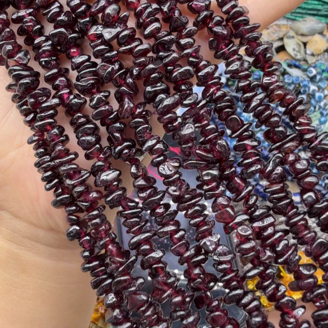 水晶珠宝半成品未镶嵌乌拉圭石榴碎石加长一条