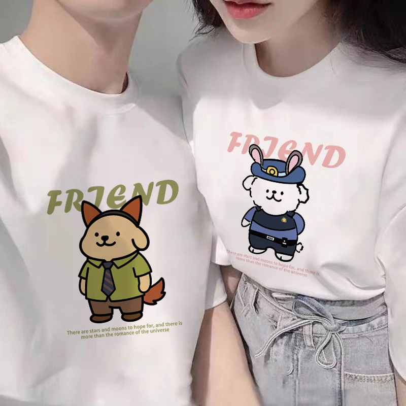 不撞款情侣装短袖t恤男女夏季2025新款设计感小众重磅纯棉上衣ins