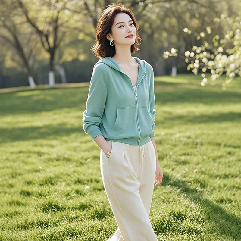 春秋独特别致宽松超好看连帽卫衣女设计感小众轻熟风长袖拉链外套