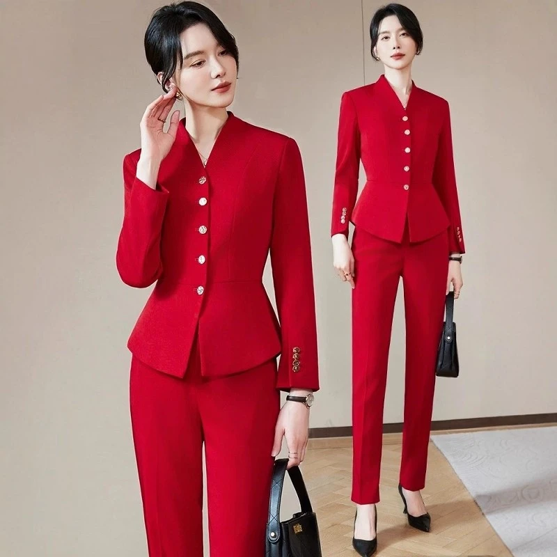 职业西装套装女春秋新款气质干练时尚售楼部珠宝店经理工作服高端