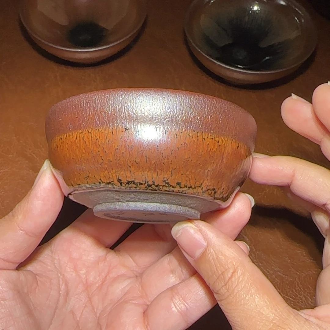 茶盏六丁龙窑一档褶皱毫