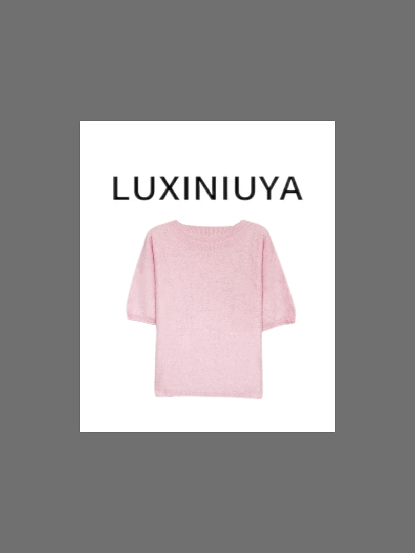 【LUXINIUYA】 闭眼入！羊毛山羊绒一级品软糯半袖毛衣#QDS80590