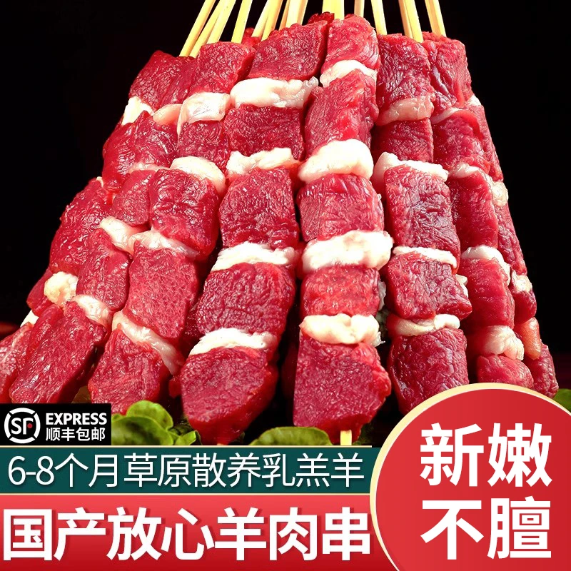 100串长签3斤大克重鲁西南青山羊肉串大串空气炸锅羊肉串烧烤食材