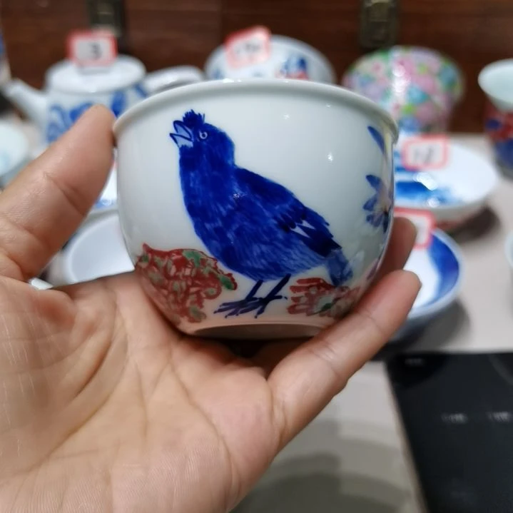 阳****杯张学鸿老师青花釉里红微瑕内釉薄点