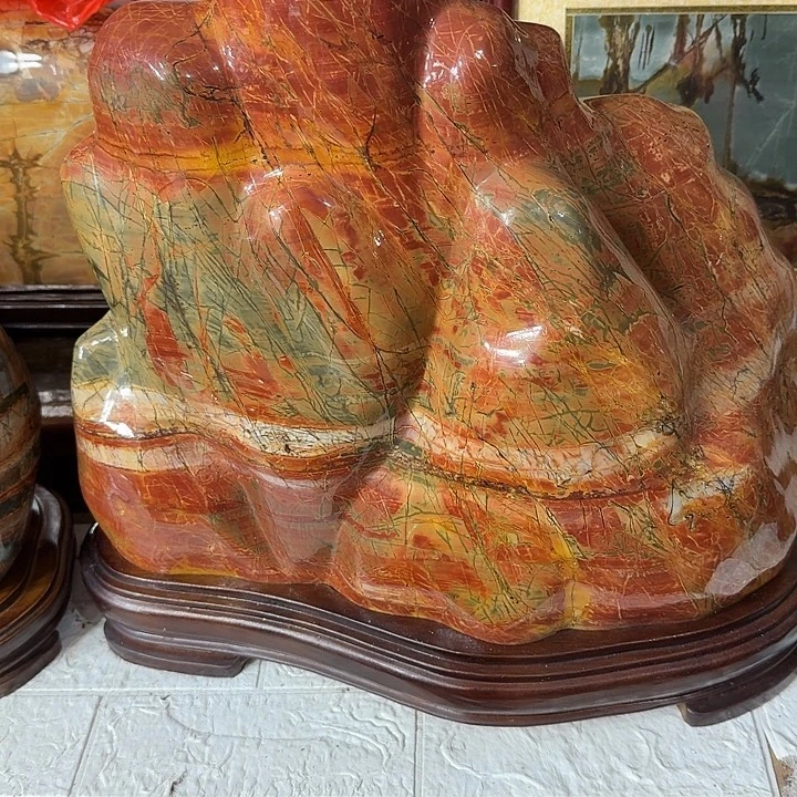 东***行石材乳源彩石家摆件