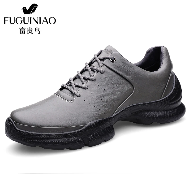 富贵鸟男鞋25新户外运动跑鞋男 减震轻盈耐磨徒步鞋健步真皮加绒