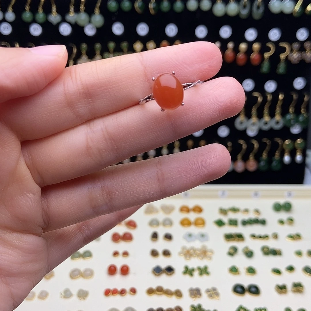 和田玉银S925镶嵌耳饰