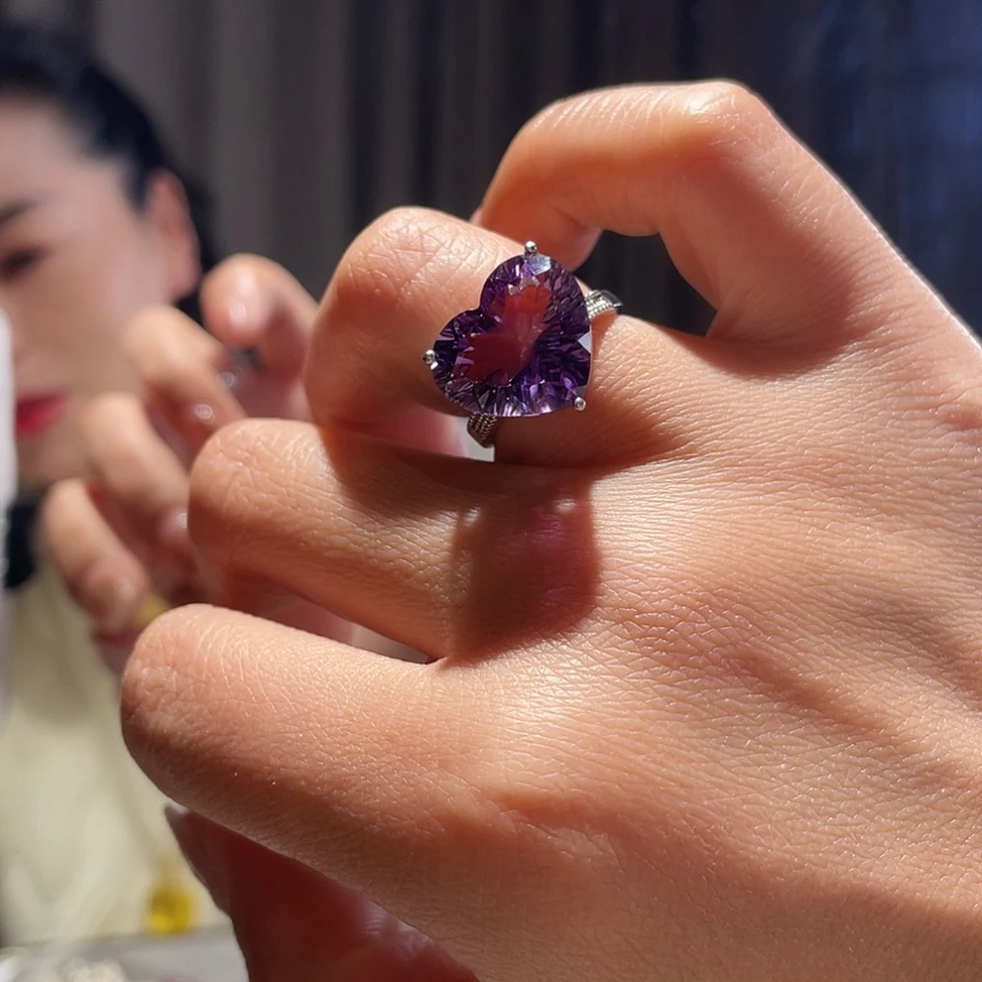 A****紫晶银S925镶嵌戒指