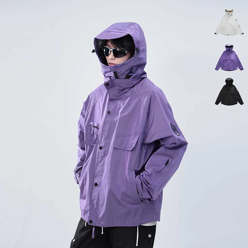 黑迟原创工装机能滑雪服冲锋衣男女日系防风防水轻户外外套 J2396