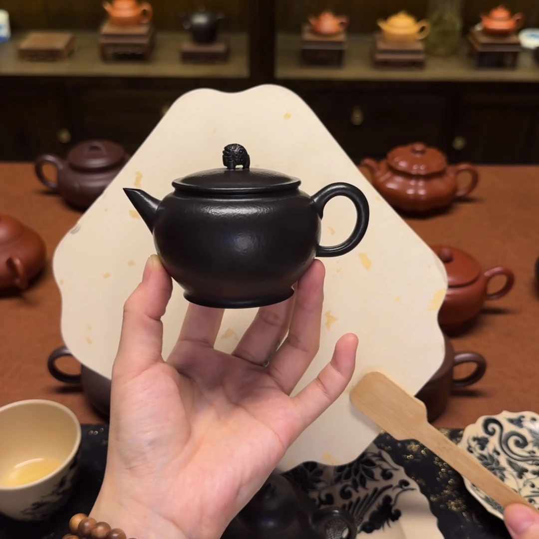 紫砂茶壶140cc，纳福壶，小煤窑朱泥捂灰