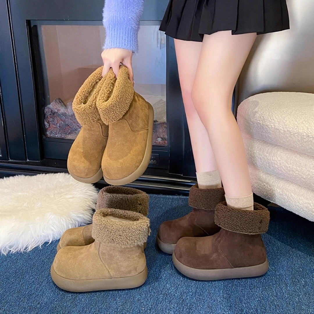 爆款两穿勃肯靴雪地靴女2025冬季新款厚底加甜桃厚中年女士雪地靴