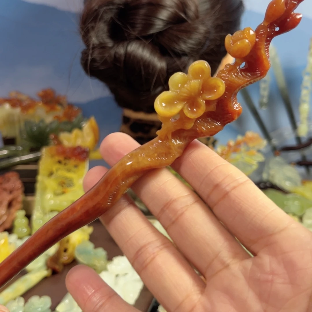 蛇纹石玉未镶嵌发饰雲***梦