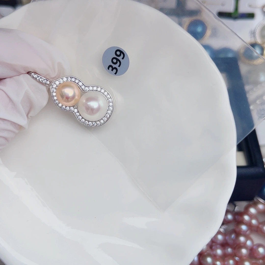 淡水珍珠银S925镶嵌颈饰