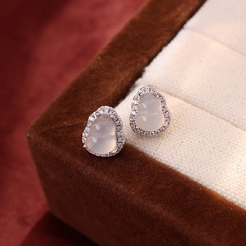 铜合金耳饰 《货号9689》满镶葫芦耳钉耳环