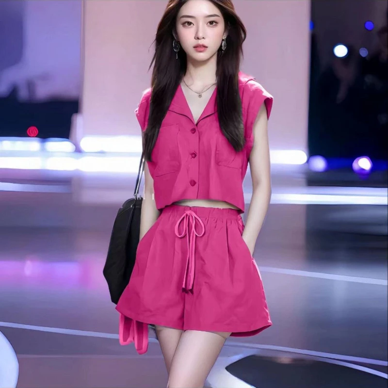 时尚休闲夏季网红洋气减龄炸街套装 2025夏季新款盐系小香风气质