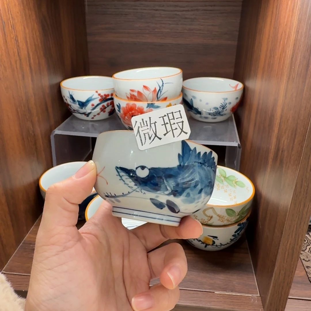 釉下手绘茶具微瑕