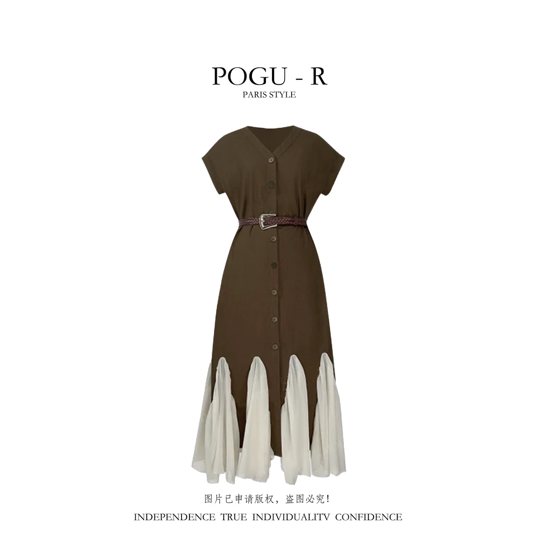 POGU-R 短裙简约女装休闲时尚显身材A字连衣裙BSQ-438