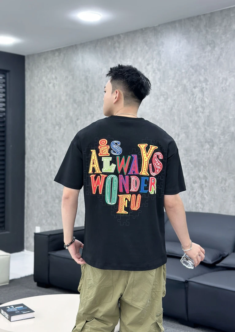 龙火火新款刺绣印花圆领男夏季ins潮牌新款短袖