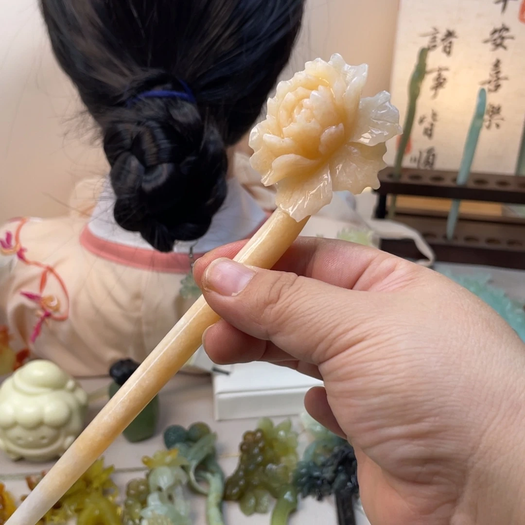 蛇纹石玉合金发饰