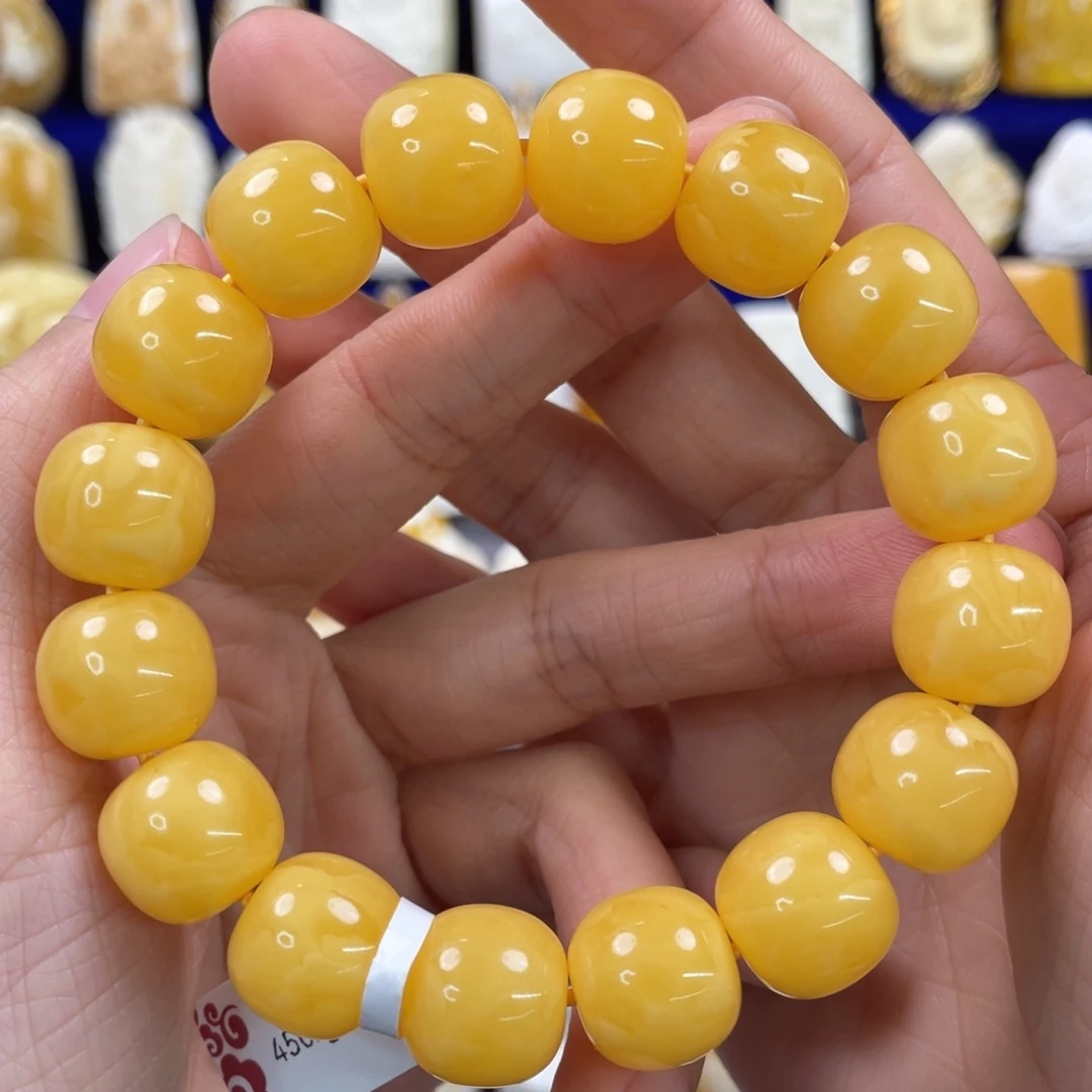 蜜蜡裸石未镶嵌琥珀蜜蜡手串卡14mm