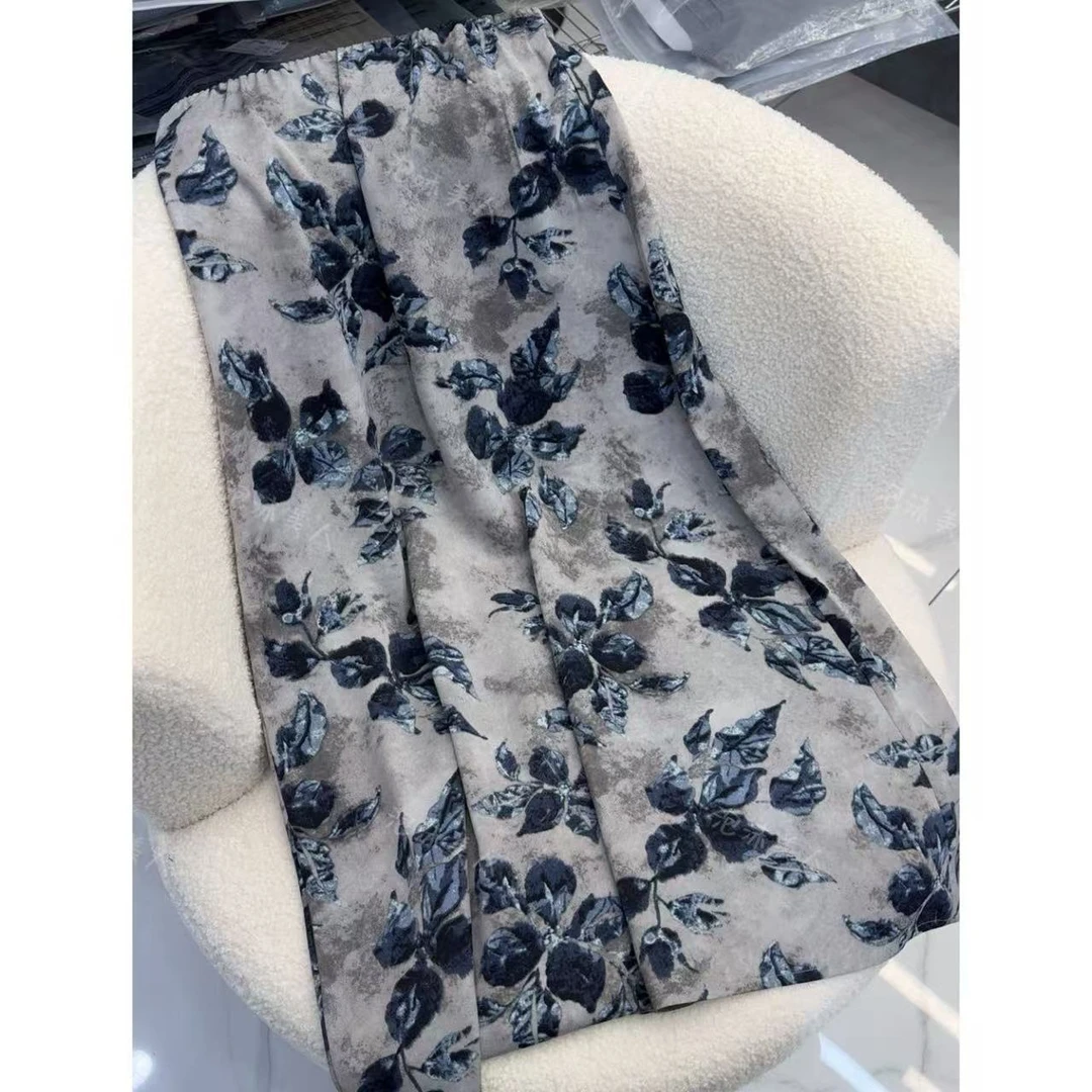 2025年夏装新款流行女装醋酸花色半身裙松紧腰洋气减龄A字裙 79