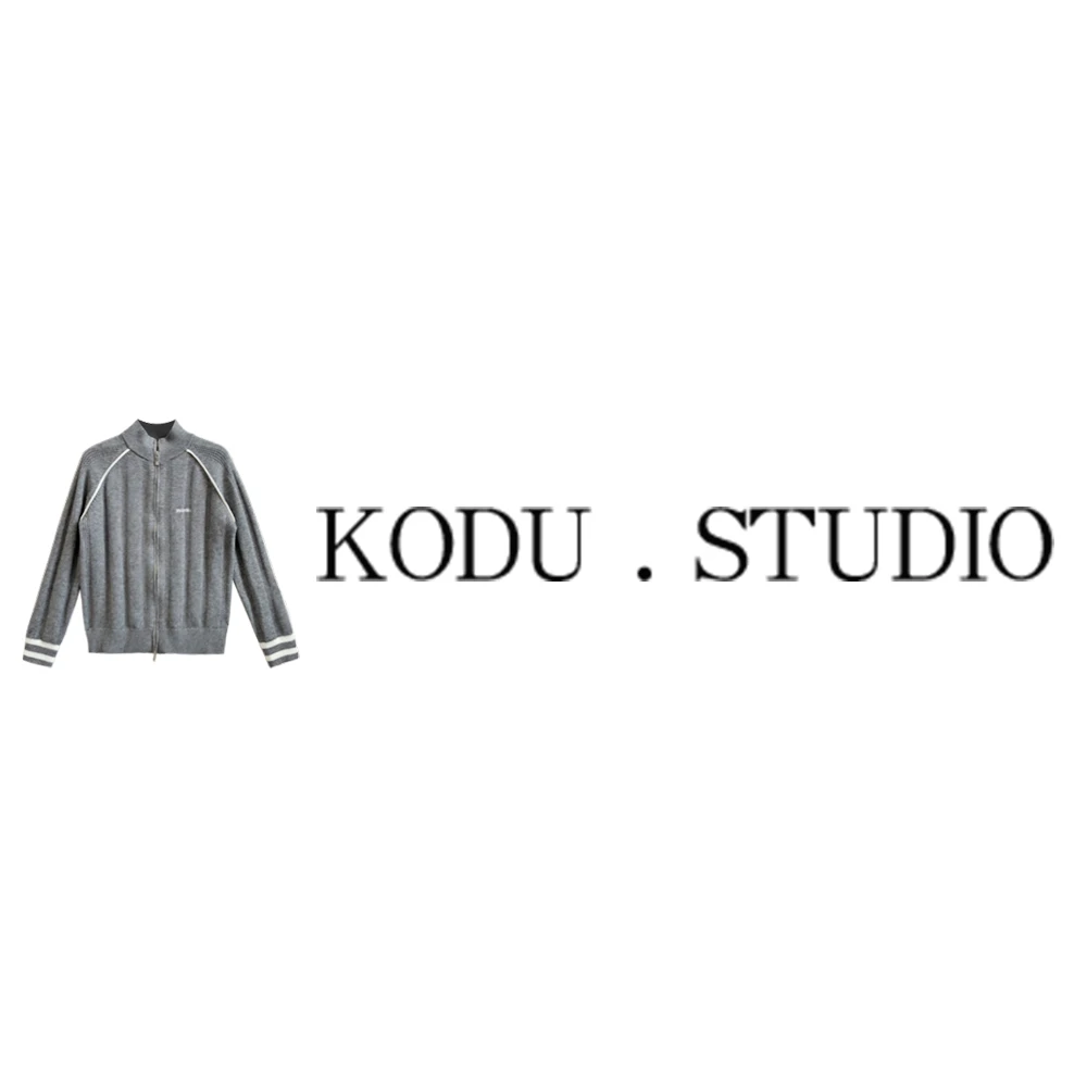 QI【刻度KODU】FD-5715秋季经典气质半高领双拉链刺绣撞色织开衫