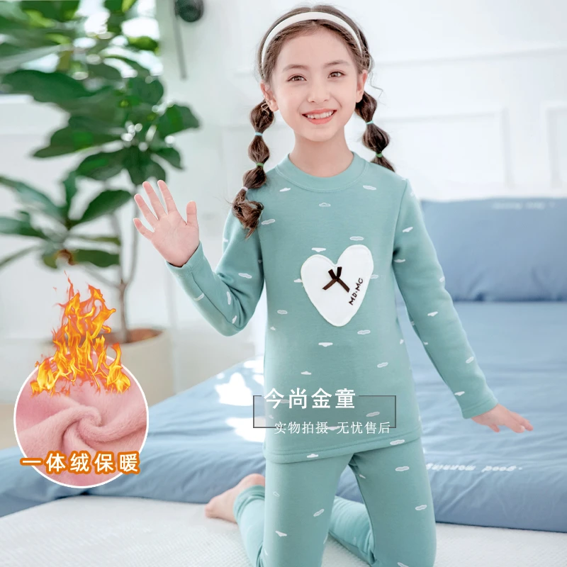 加绒女童内衣套装保暖衣冬季宝宝儿童秋衣秋裤中大童女孩6-12岁10
