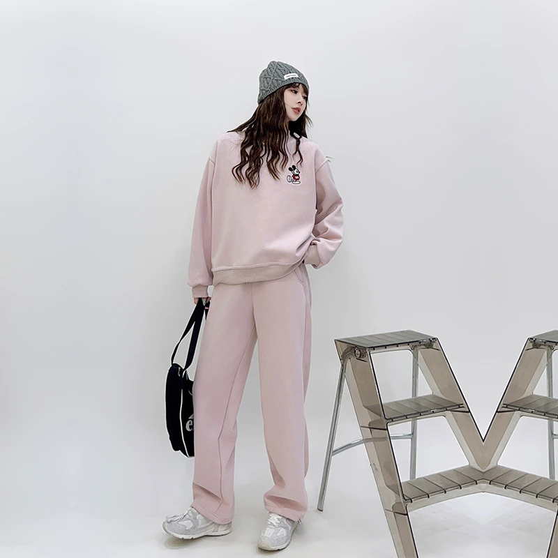 2025春季新款休闲运动圆领卫衣套装情侣卡通鼠时尚百搭宽松遮肉