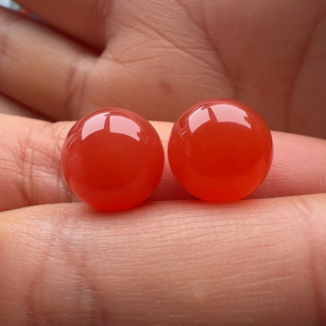 南红玛瑙未镶嵌圆珠11.2一对