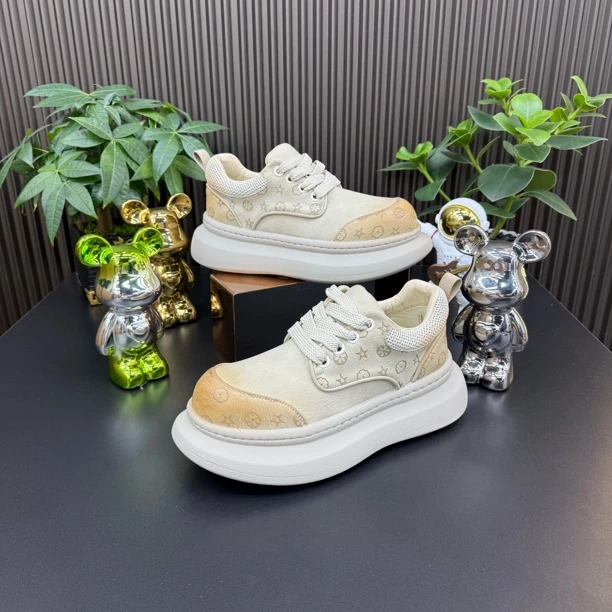 2025年男秋冬时尚舒适百搭增高老爹鞋厚底保暖休闲鞋耐磨防滑潮鞋