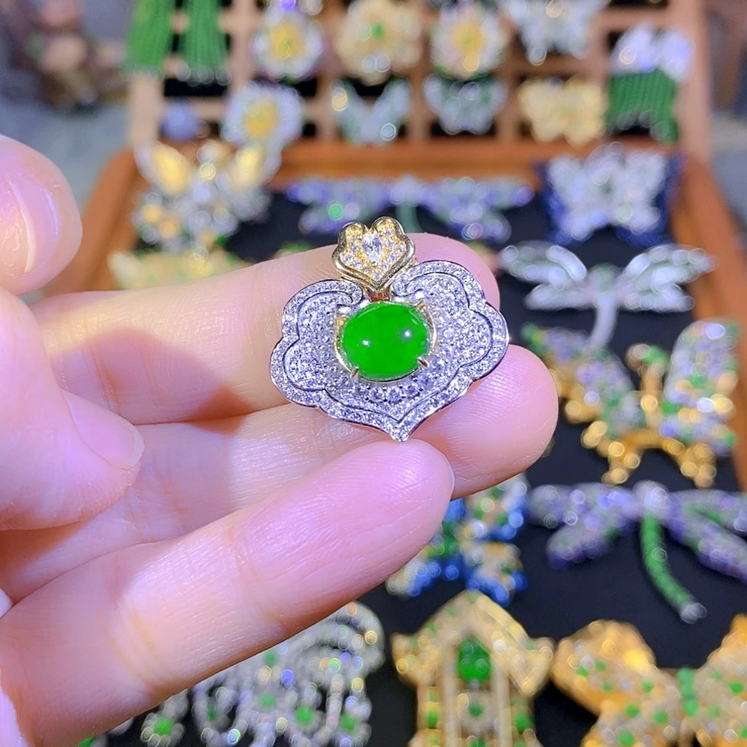 银S925镶嵌挂件翡翠