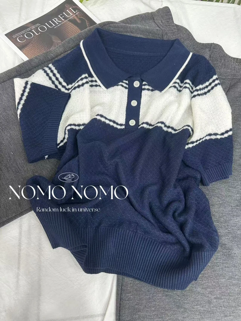 【梦巴黎~藏青】百搭简约2025时尚百搭A短袖女款爆款透气女装A944