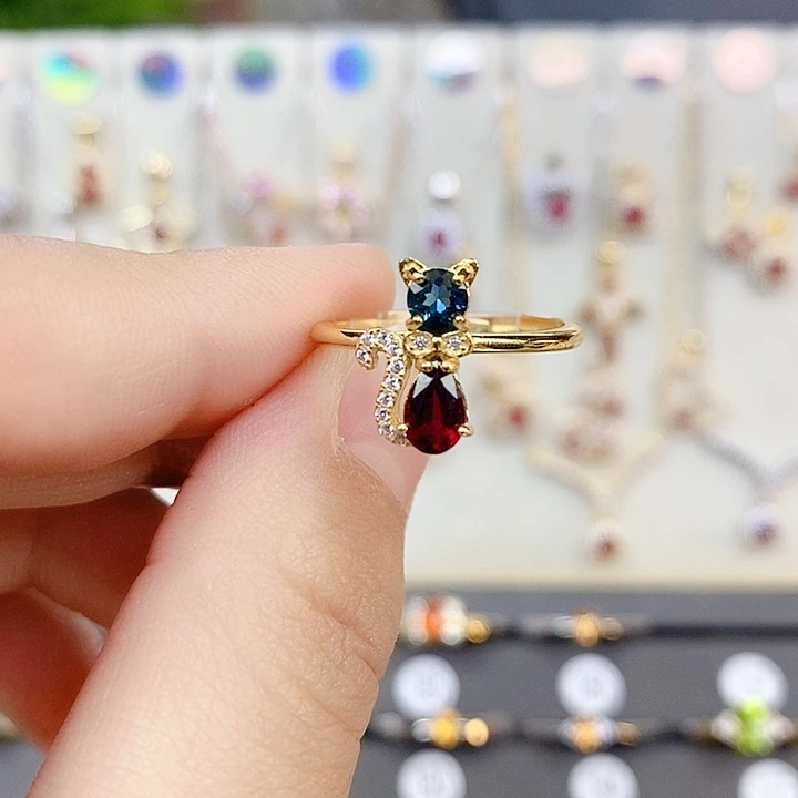 银S925镶嵌戒指碧玺