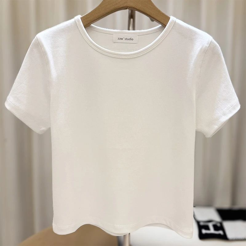 zaw大码女装圆领正肩短袖t恤女夏胖mm上衣遮肚子巨显瘦/25346
