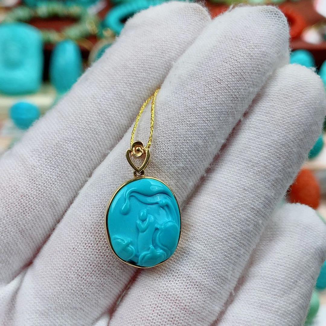 绿松石18K金镶嵌珠宝半成品