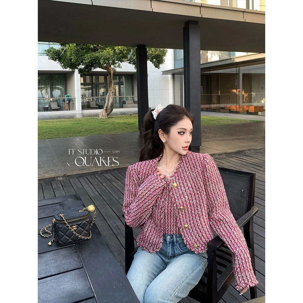 袖女拼接春款常规短外套春季短款开衫显瘦秋季小香风法式2524