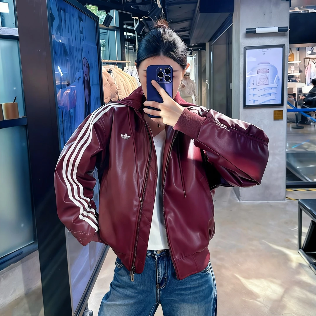 adidas三叶草秋冬新款时尚百搭经典连帽条纹棉服外套 KU6858 1