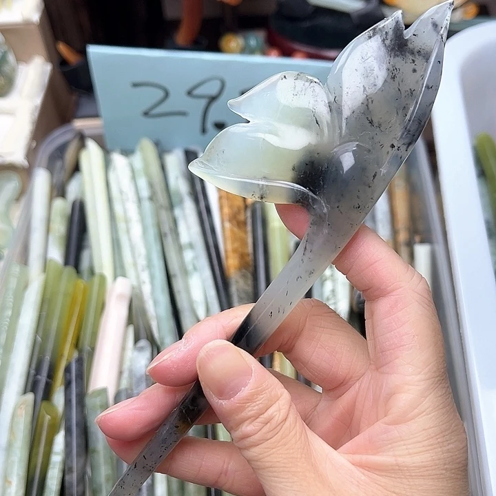 蛇纹石玉未镶嵌发簪