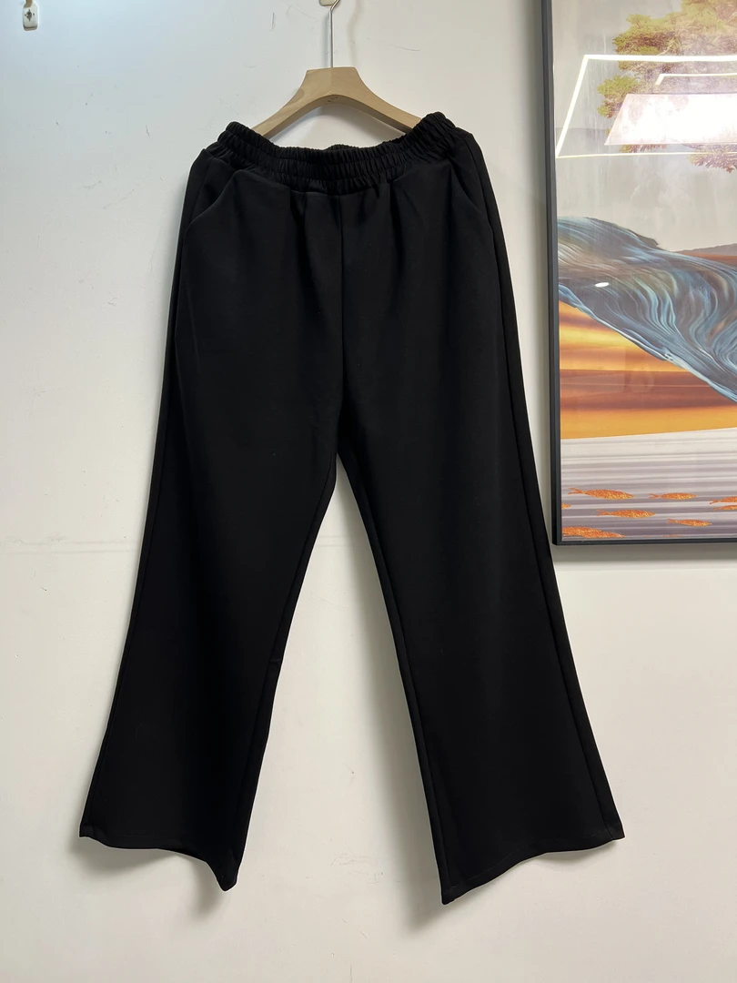 春秋款加厚休闲裤黑色直筒下垂感裤子