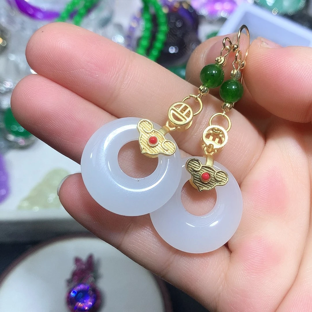 铜合金白色公主扣耳钩