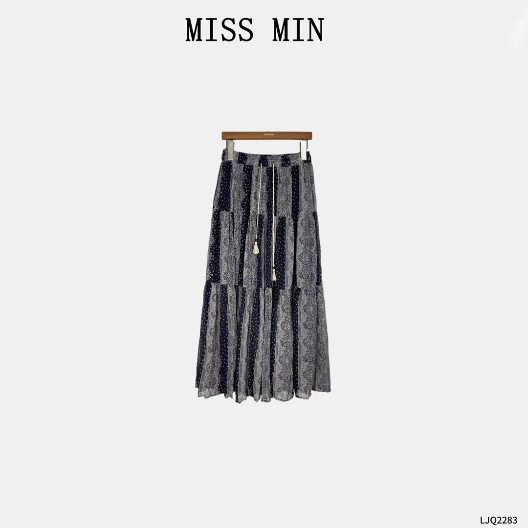 MISS MIN 【假日】复古不规则印花洋气衣服女显瘦半身裙 LJQ2283