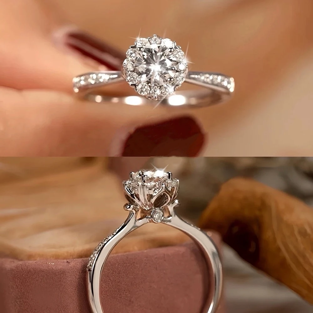 925银莫桑石银制品 【灿若星辰】0.5-2克拉气质女士百搭时尚简约