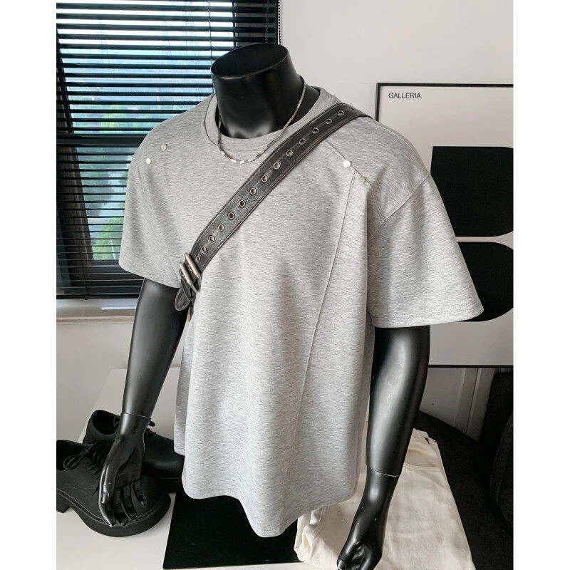 cleanfit凉感拼接短袖男款夏季美式高级感圆领半截袖潮牌