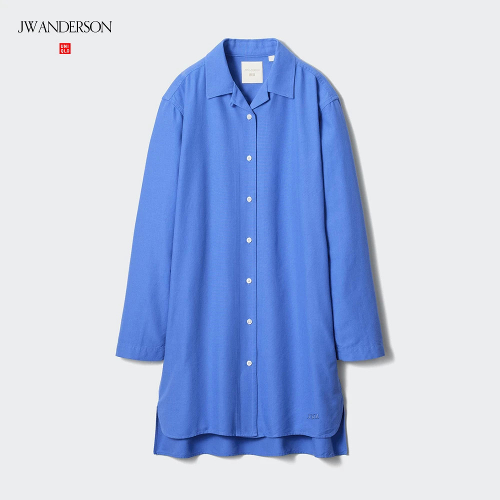 优衣库合作款/女装牛津纺衬衫式连衣裙/长袖裙子483822