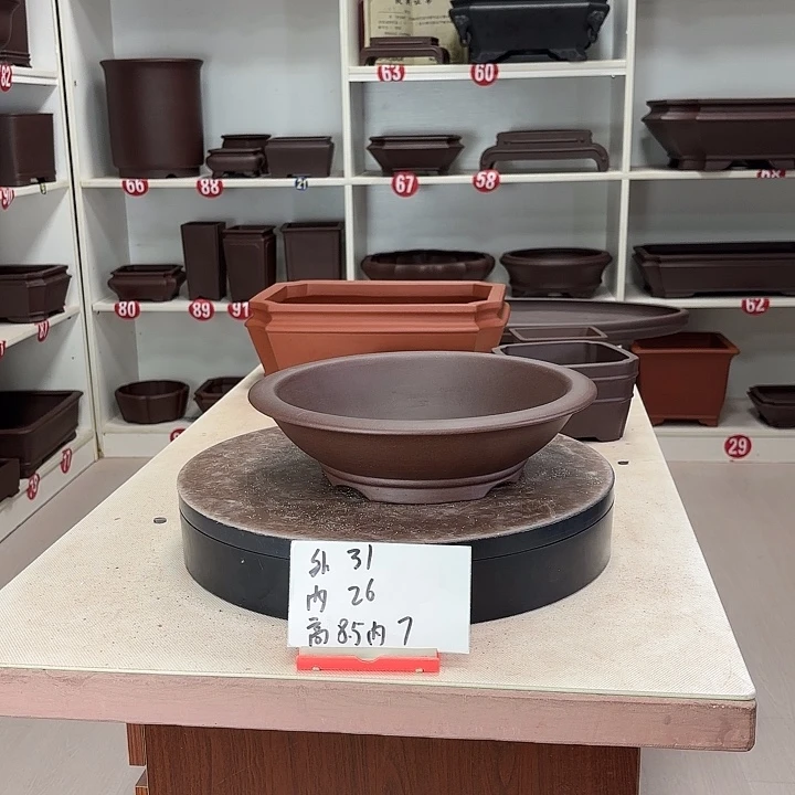 紫砂花盆下线小圆