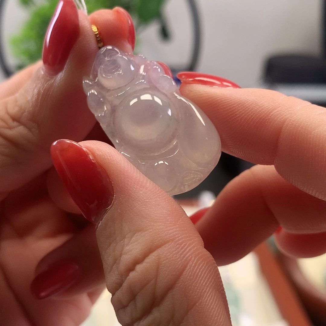 翡翠18K金镶嵌颈饰天然翡翠A货佛公