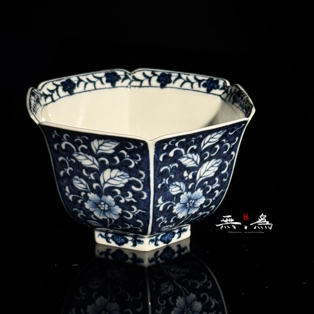 纯手绘花卉六方主人杯