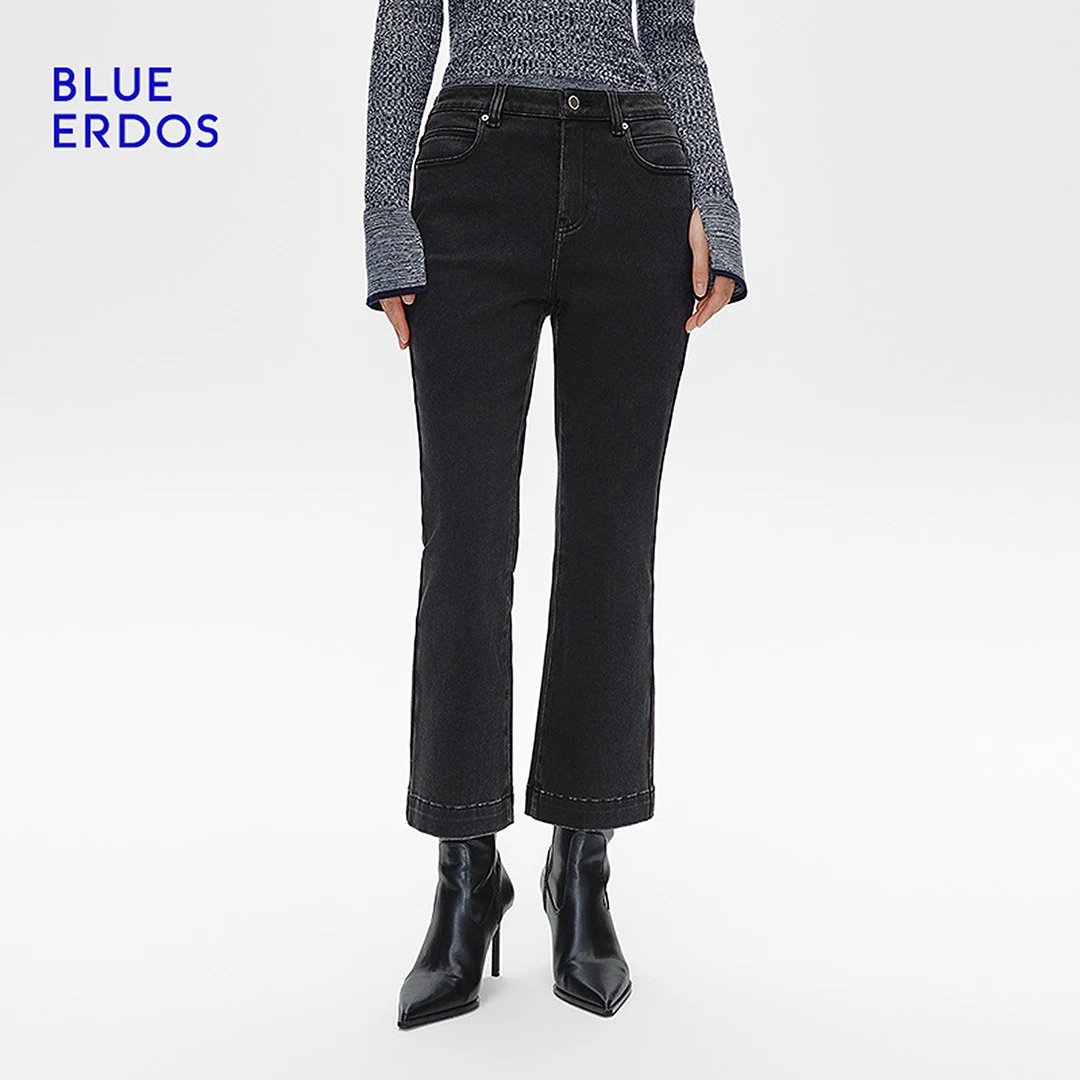 BLUE ERDOS25早春简约通勤经典修身牛仔喇叭裤女B255M3009